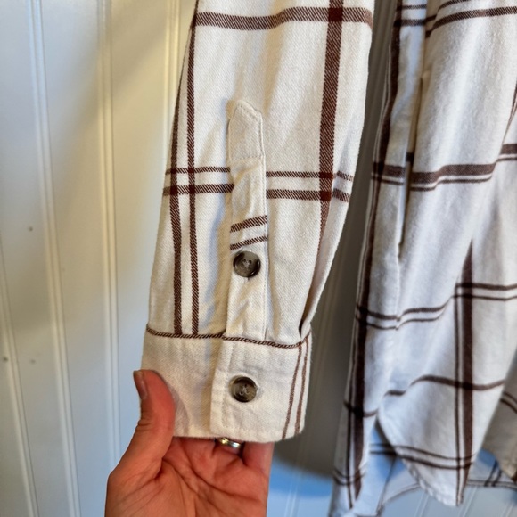 Universal Threads White & Brown Plaid Button Down Shirt Dress 100% Cotton Size S - Picture 5 of 13